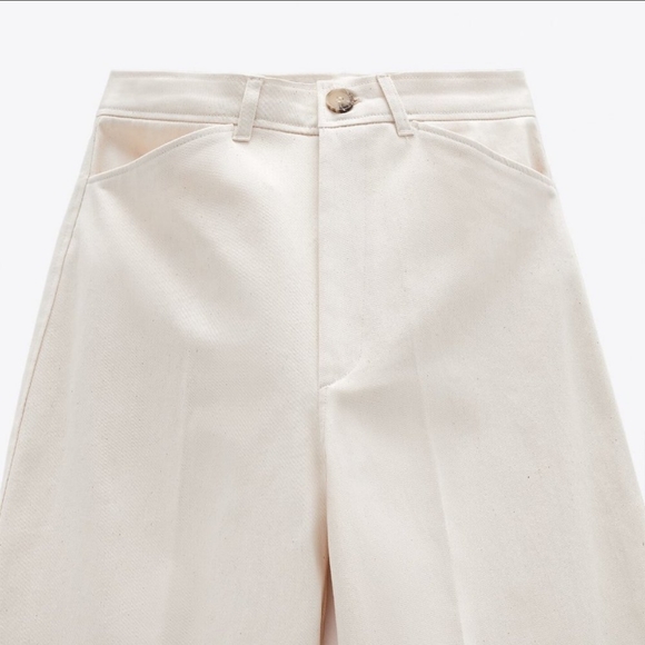 Zara high rise wide leg cream pants - Picture 13 of 16